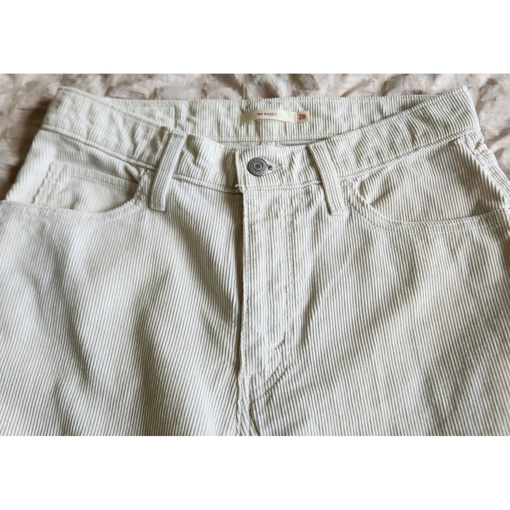 Levis Pants Womens 28 Ivory Ribcage Crop Bootcut Corduroy Button Fly High Rise